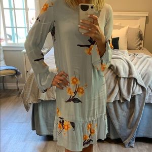 ASOS Villa Floral Dress with Ruffled Sleeves